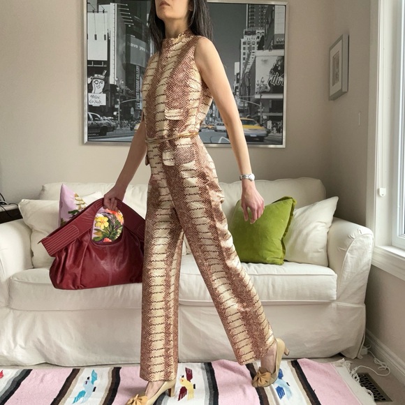 Vintage Miss Renfrew at Holt Renfrew reptile print jumpsuit - Picture 3 of 16